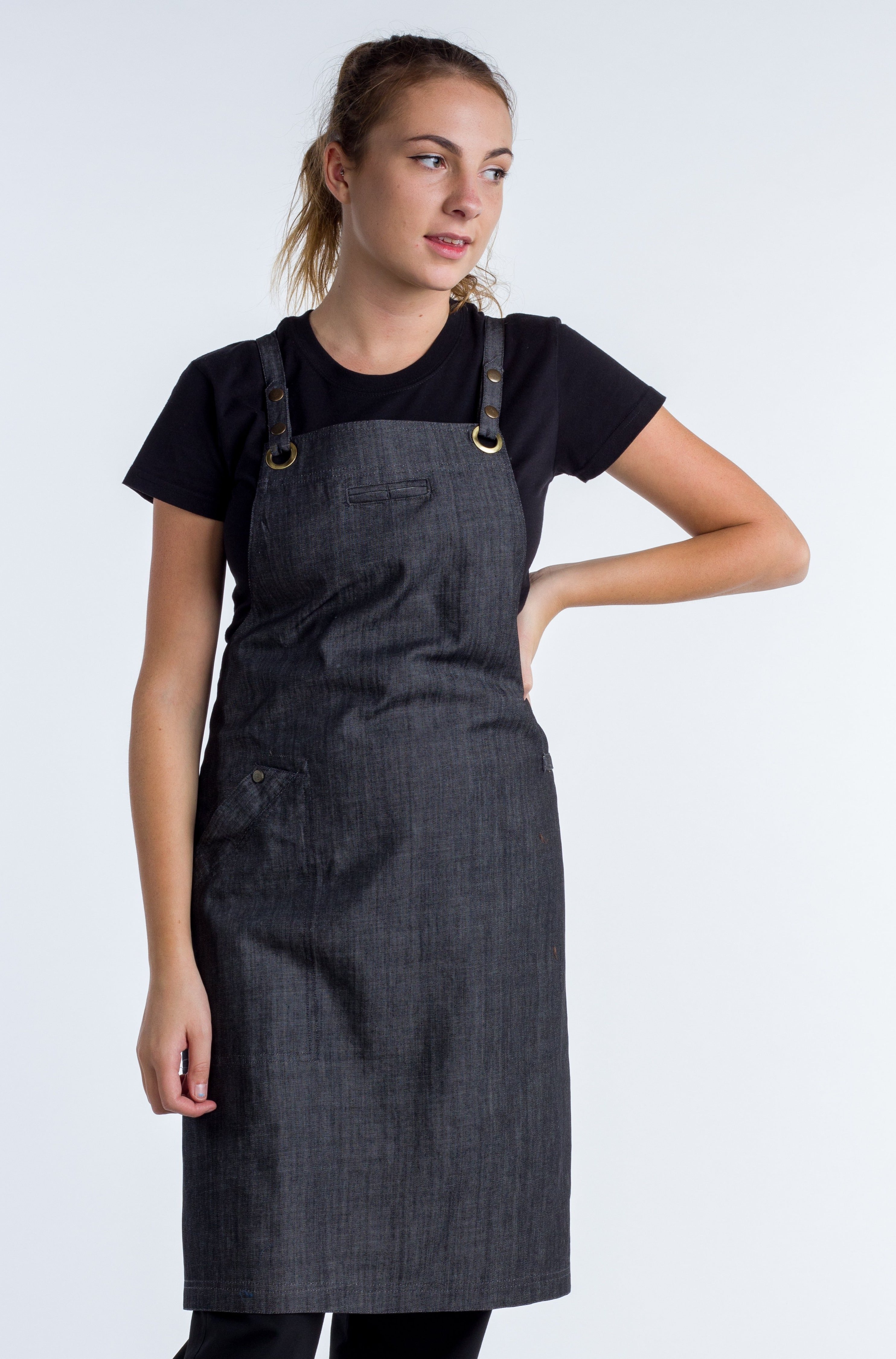 Denim apron Charcoal Grey | Ace Chef Apparel | Crossback Apron | – Ace ...