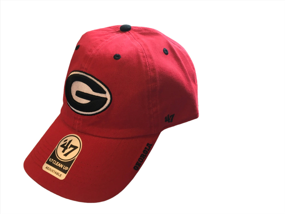 47 Brand NCAA University of Georgia Standing Bulldog Red Blue Hill Closer  Fitted Stretch Fit Mesh Back One Size Fits All Hat, Red/White