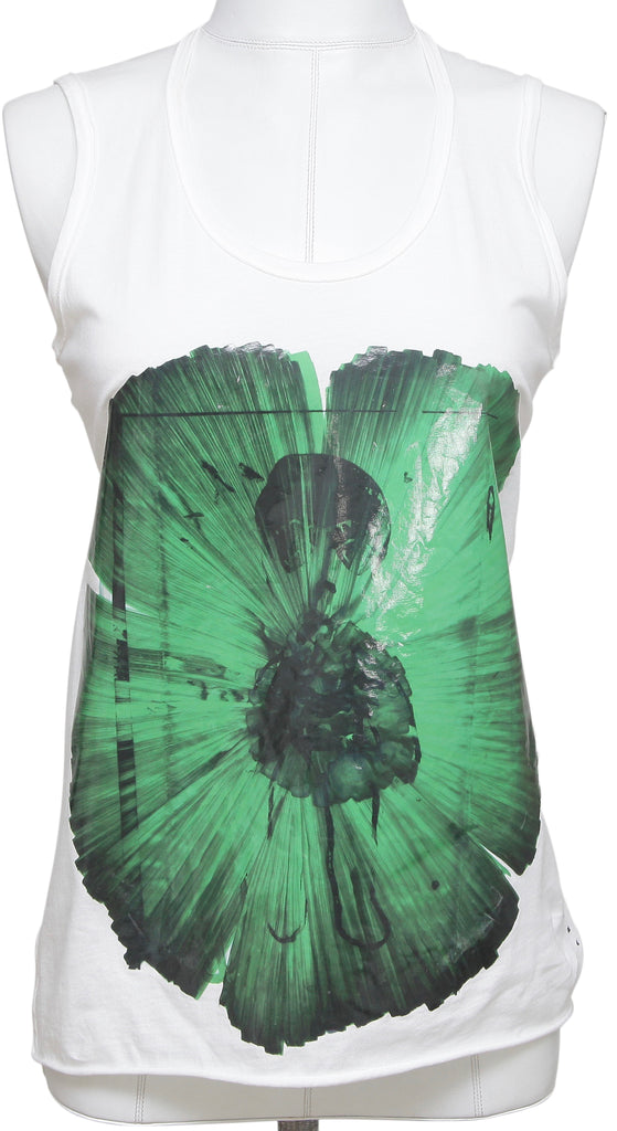 MARNI White Sleeveless T-Shirt Top Shirt Tank Green Graphic Cotton Sz 38 - Evesherfashion