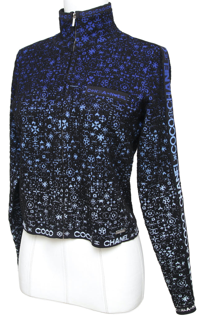 CHANEL Coco Neige Cardigan Sweater Knit Blue Black Zipper Sz 38 2021 2 –  Evesherfashion