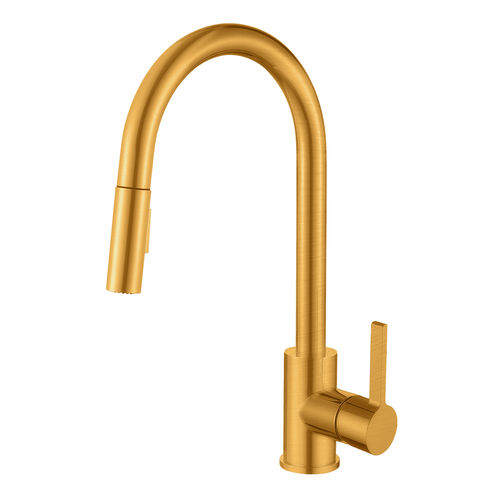 Santino Champagne Gold Kitchen Faucet With Dual Spray Pull