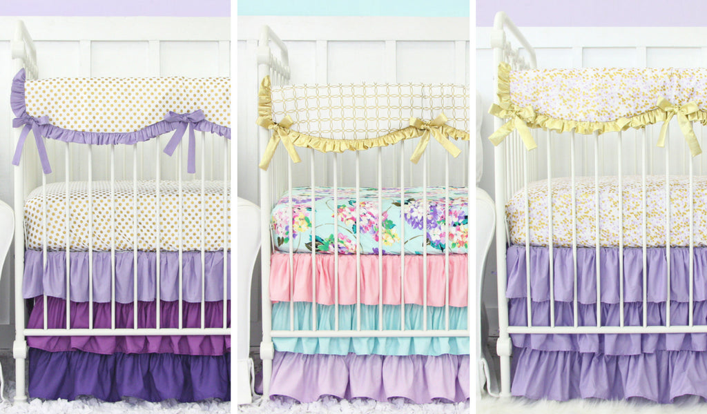 pink and purple crib bedding