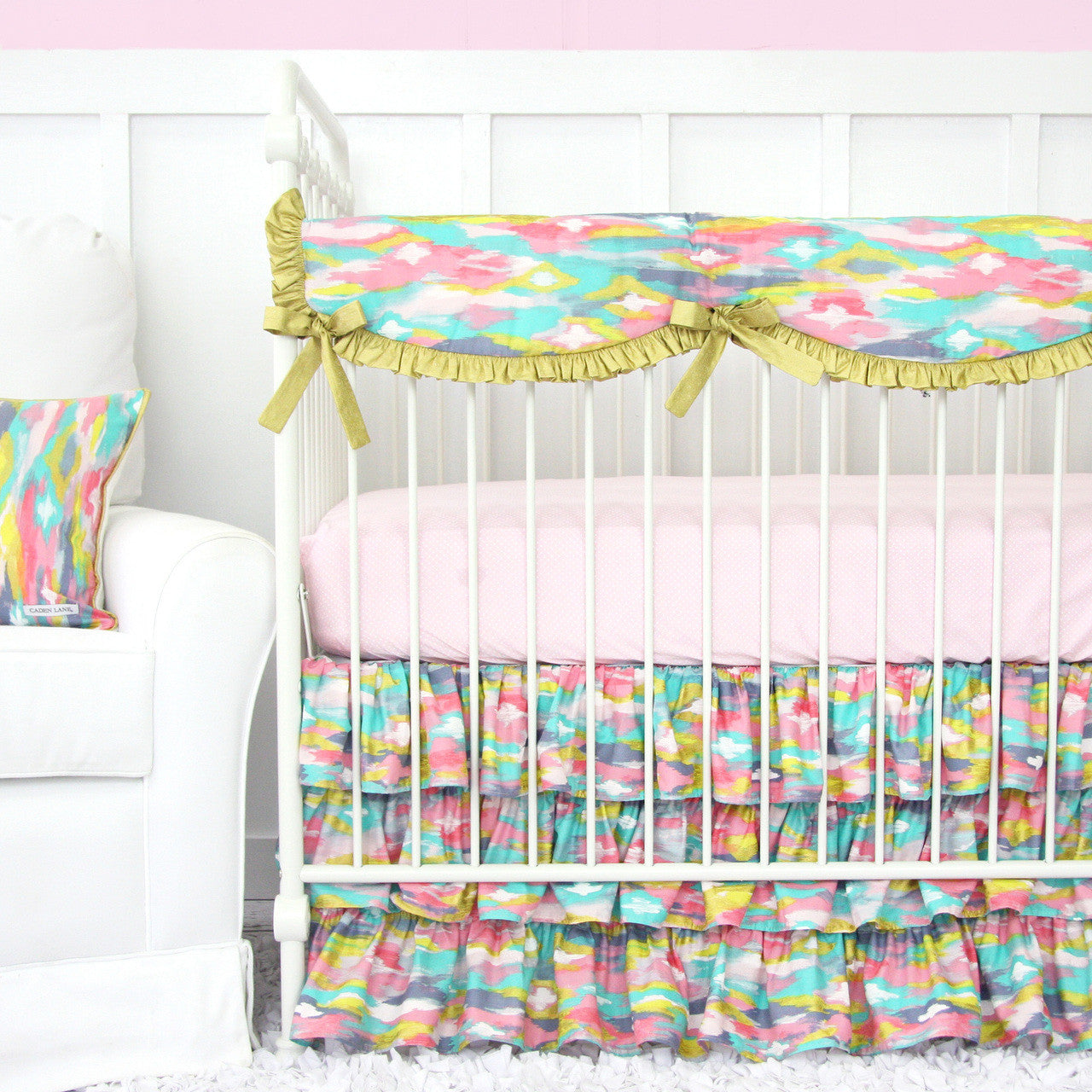 Pastel Nursery Design With Bright Pastel Baby Bedding Caden Lane