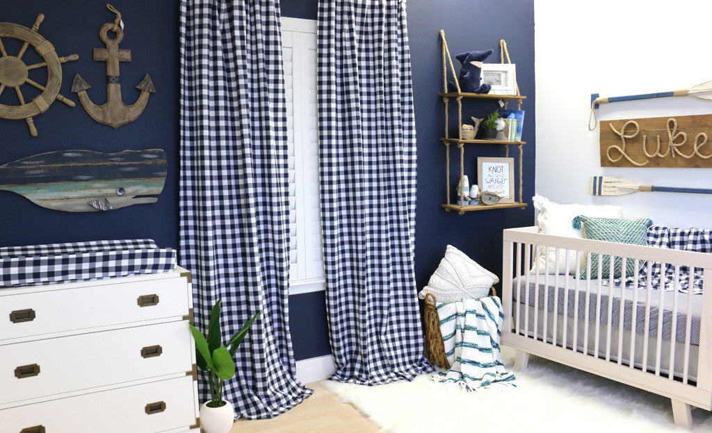 navy blue crib and dresser