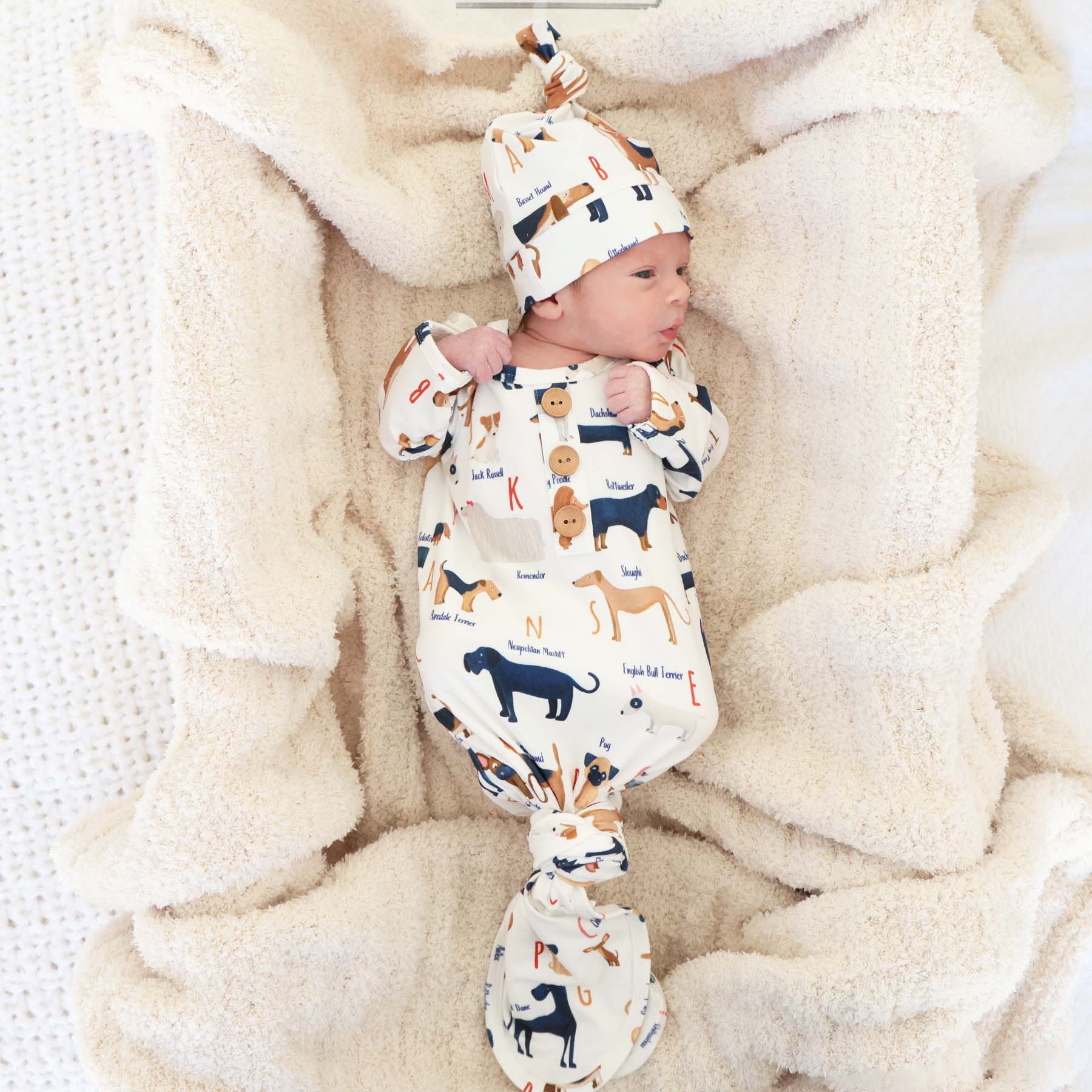 Image of ABC Paw-ty Newborn Baby Knot Gown & Hat Set