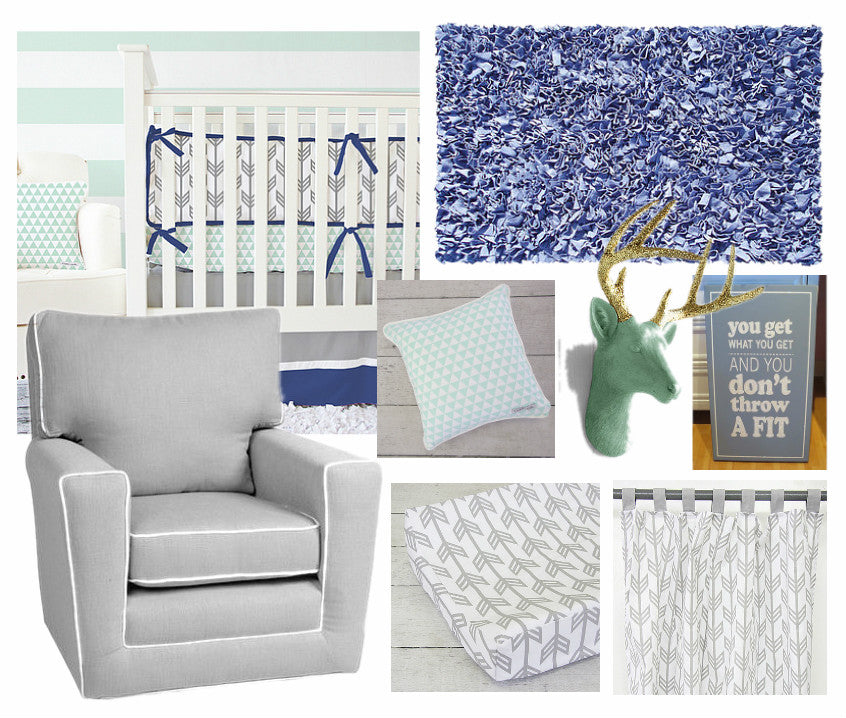 Navy and Mint Arrow Baby Decor