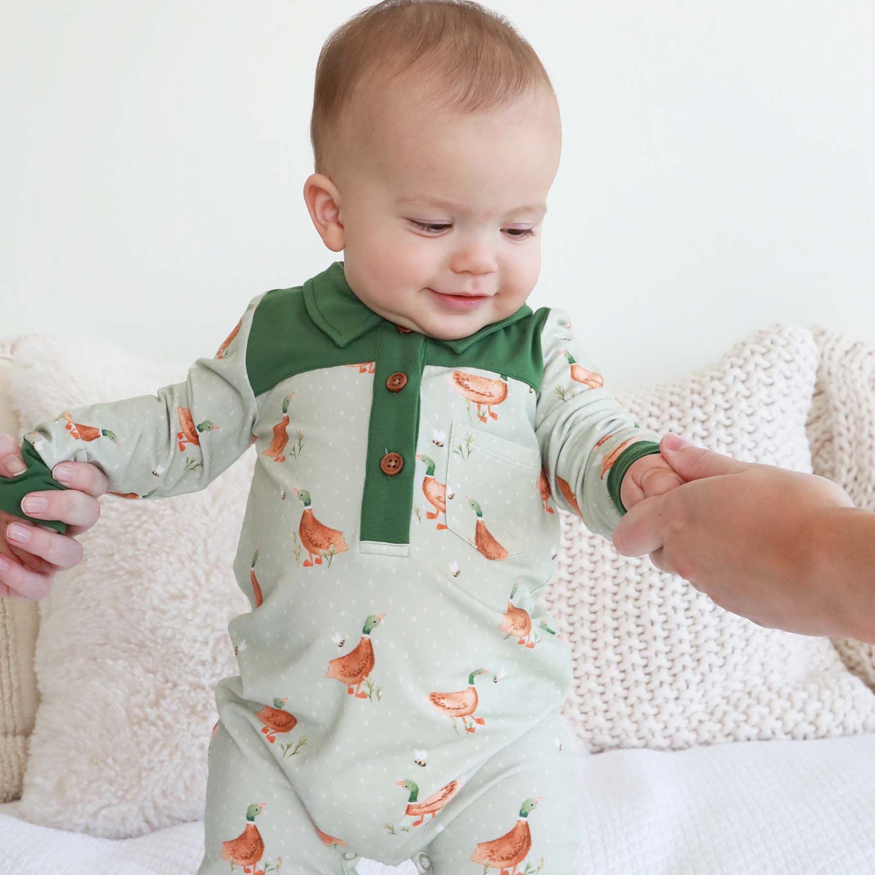 Image of Long Sleeve Collared One Piece | Lucky Ducky