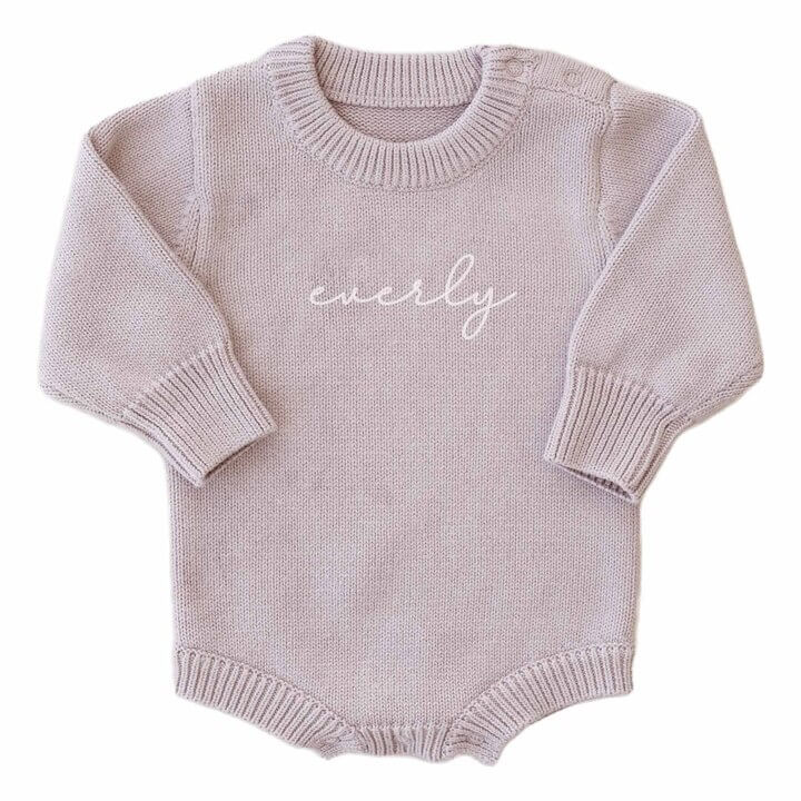 Personalized Knit Sweater Bubble Romper | Solid