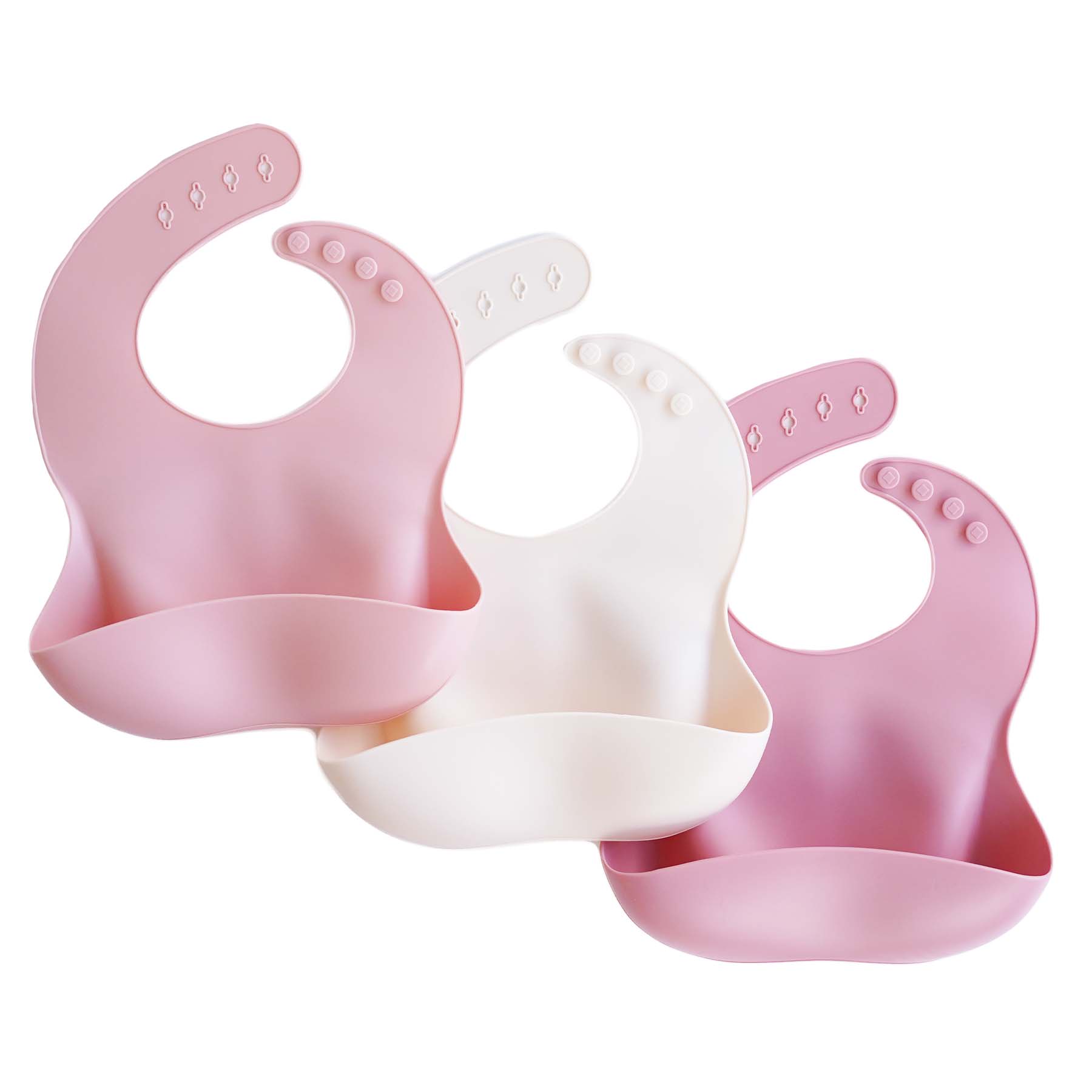 Image of Silicone Baby Bib 3pc Set | Pink Ombre