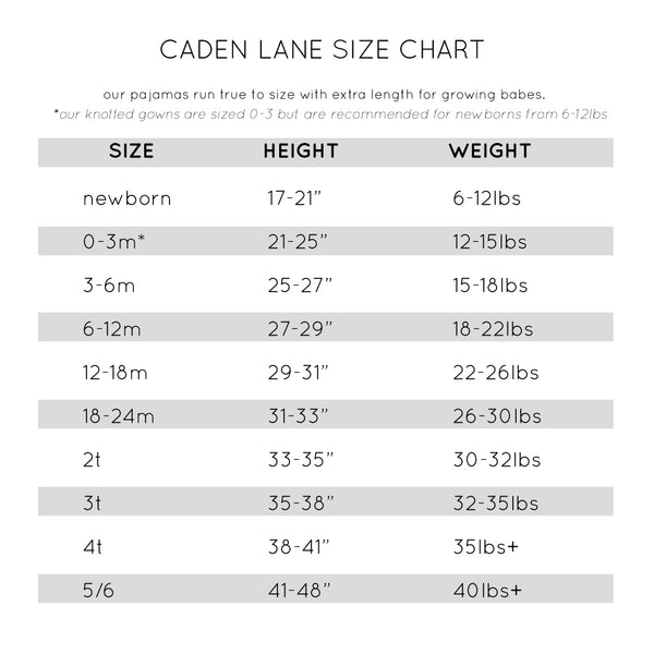 Lane Size Chart