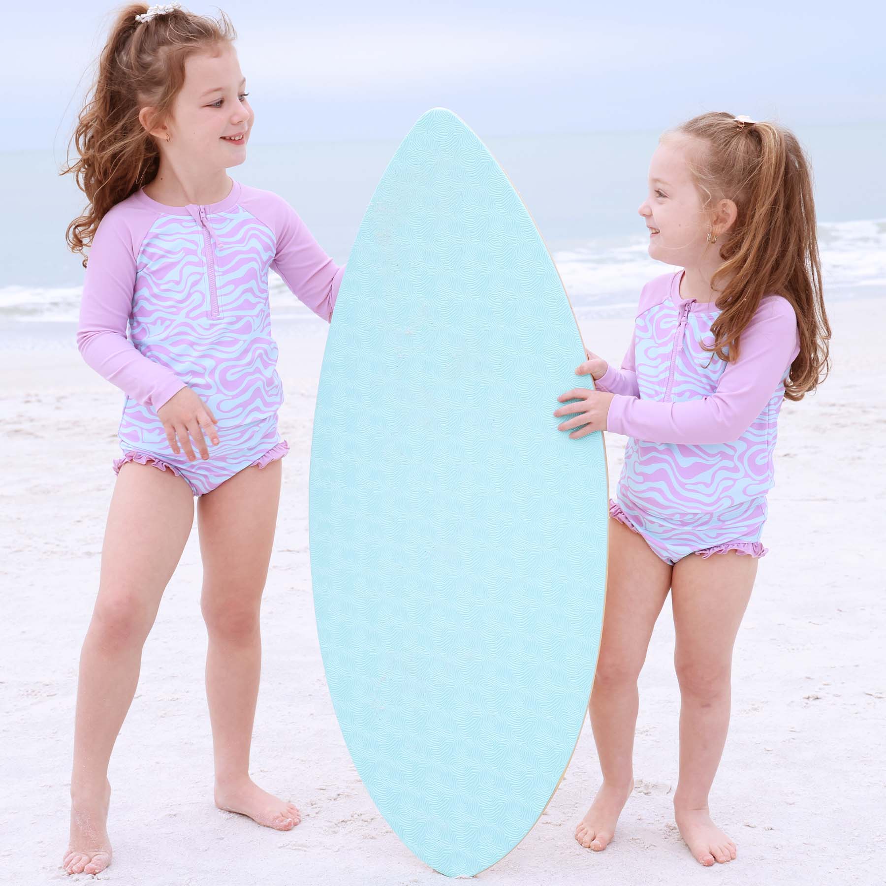 Image of Two-Piece Long Sleeve Rash Guard with Front Zipper | Wavy Days