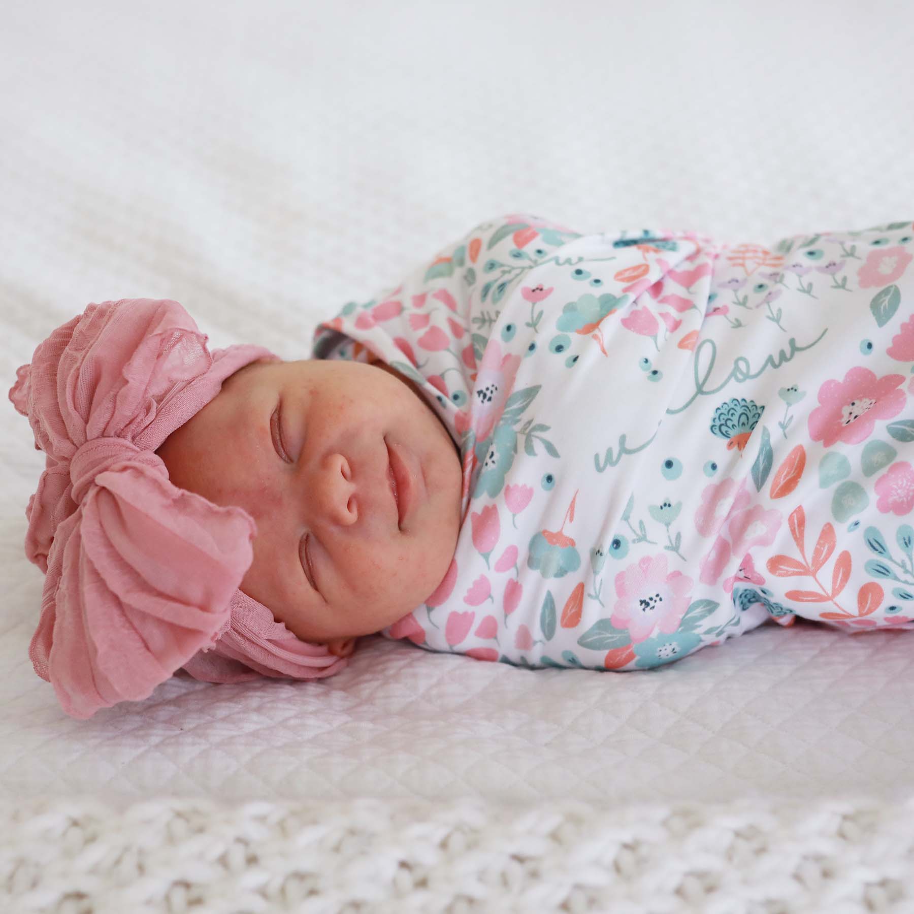 Image of Willow's Whimsy Floral Personalized Swaddle Blanket