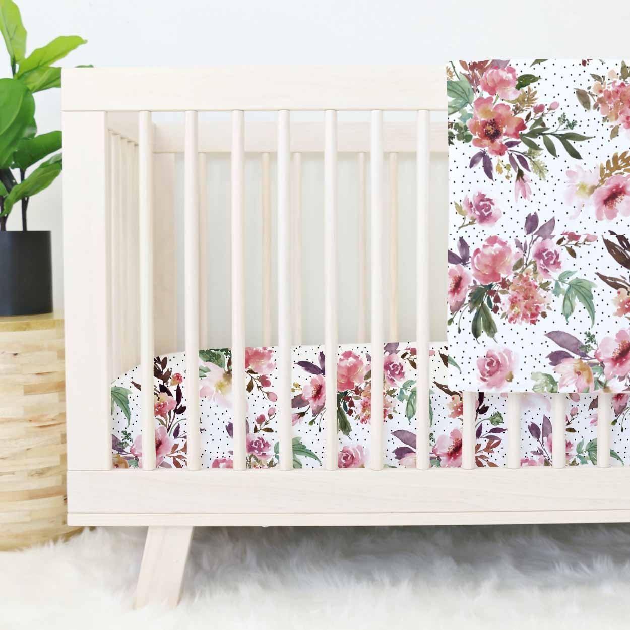 watercolor floral baby bedding
