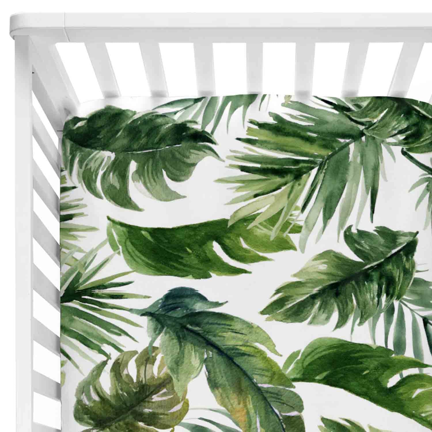 tropical leaf crib sheet