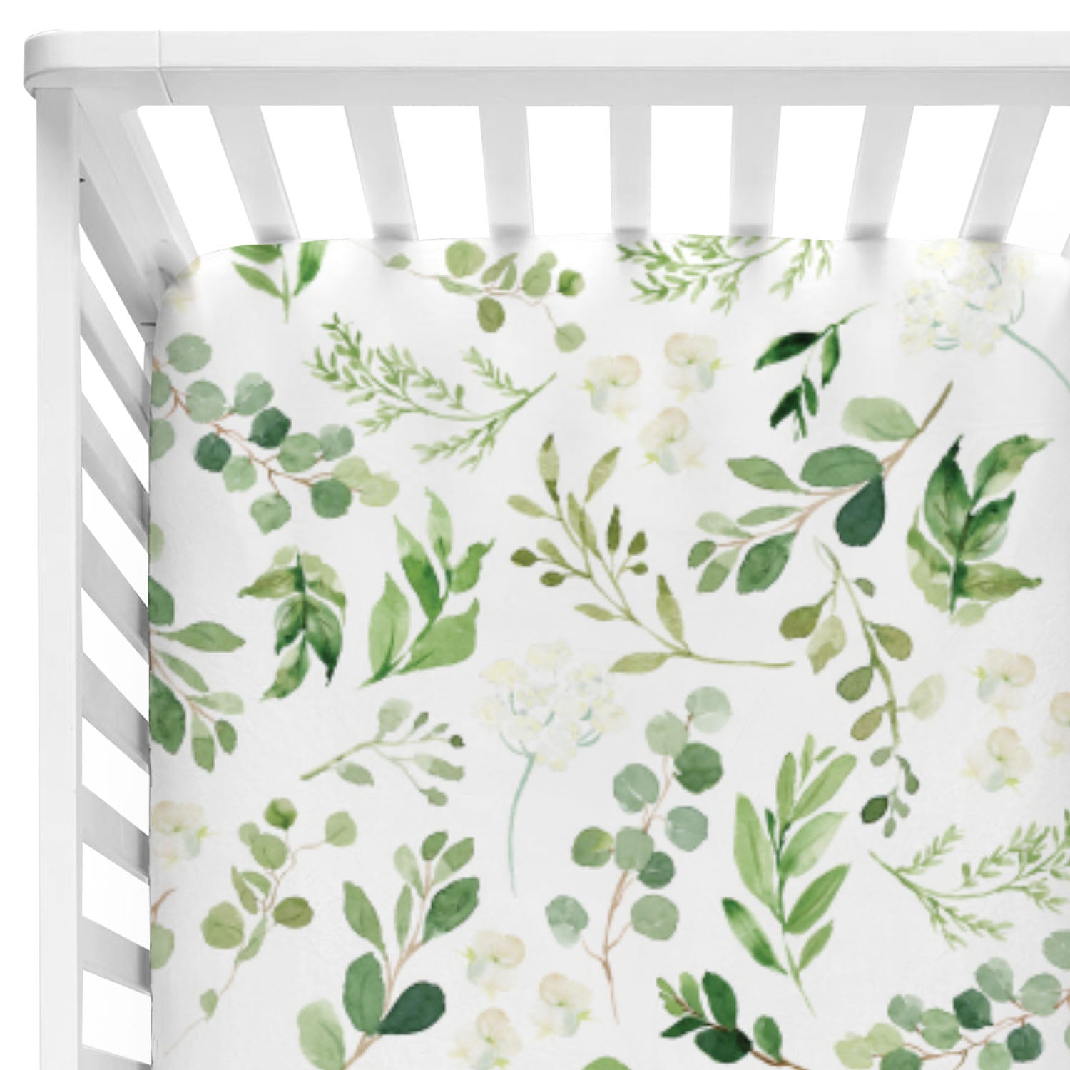 Leafy Greenery Natural Crib Bedding 