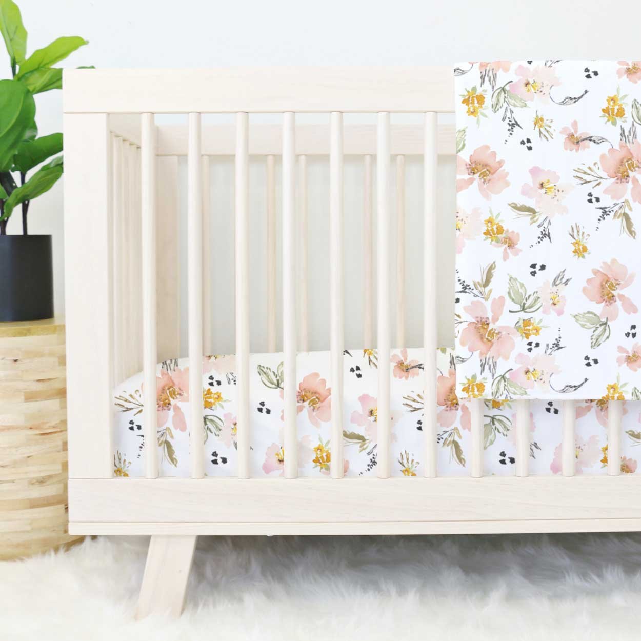 watercolor floral crib sheet