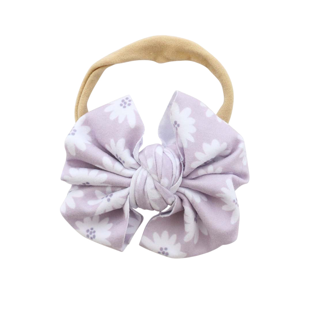 Purple Daisy Knit Bow Headband