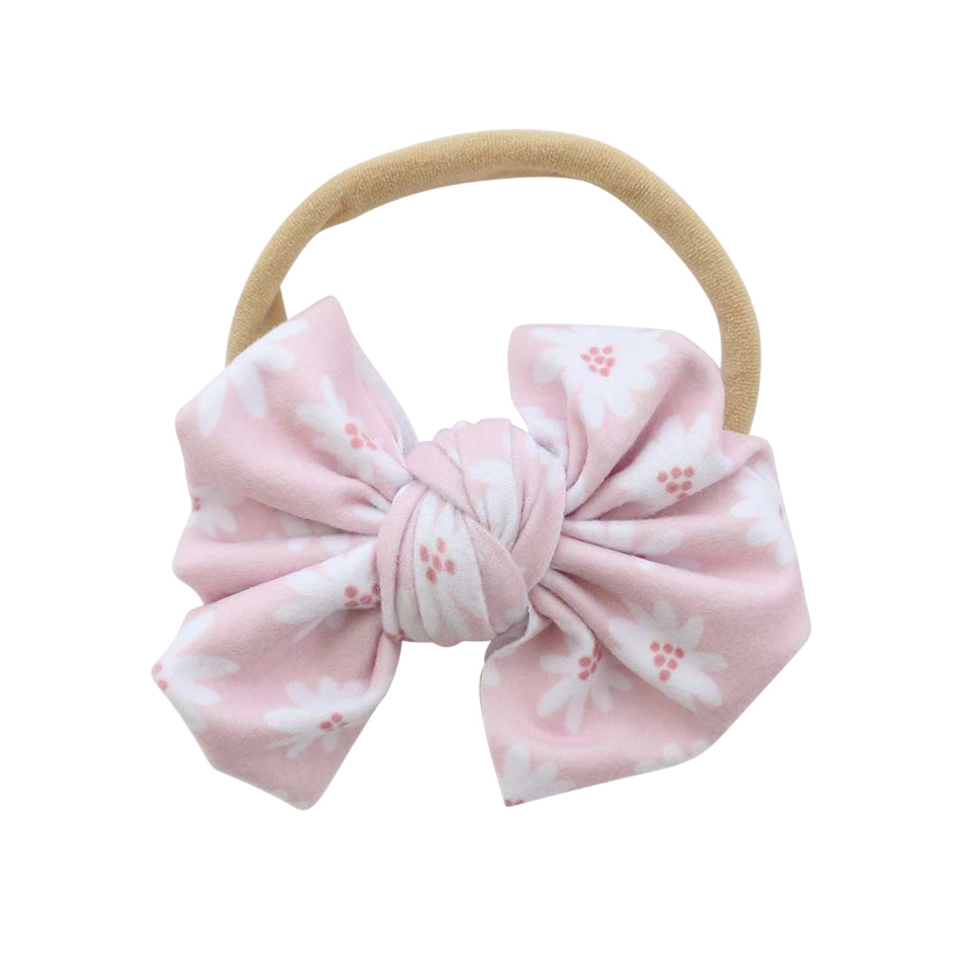 Pink Daisy Knit Bow Headband