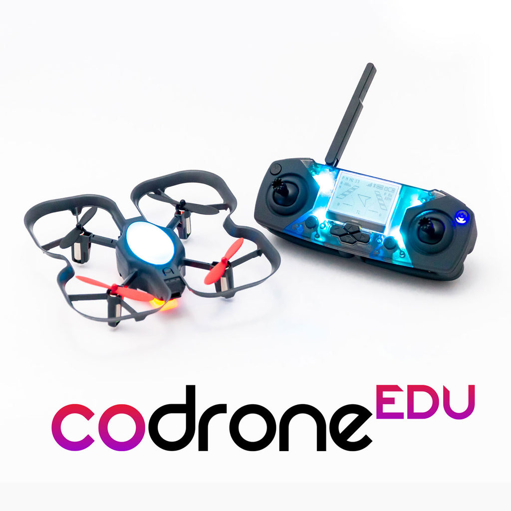 CoDrone EDU and the Smart Controller on a white background with the logo