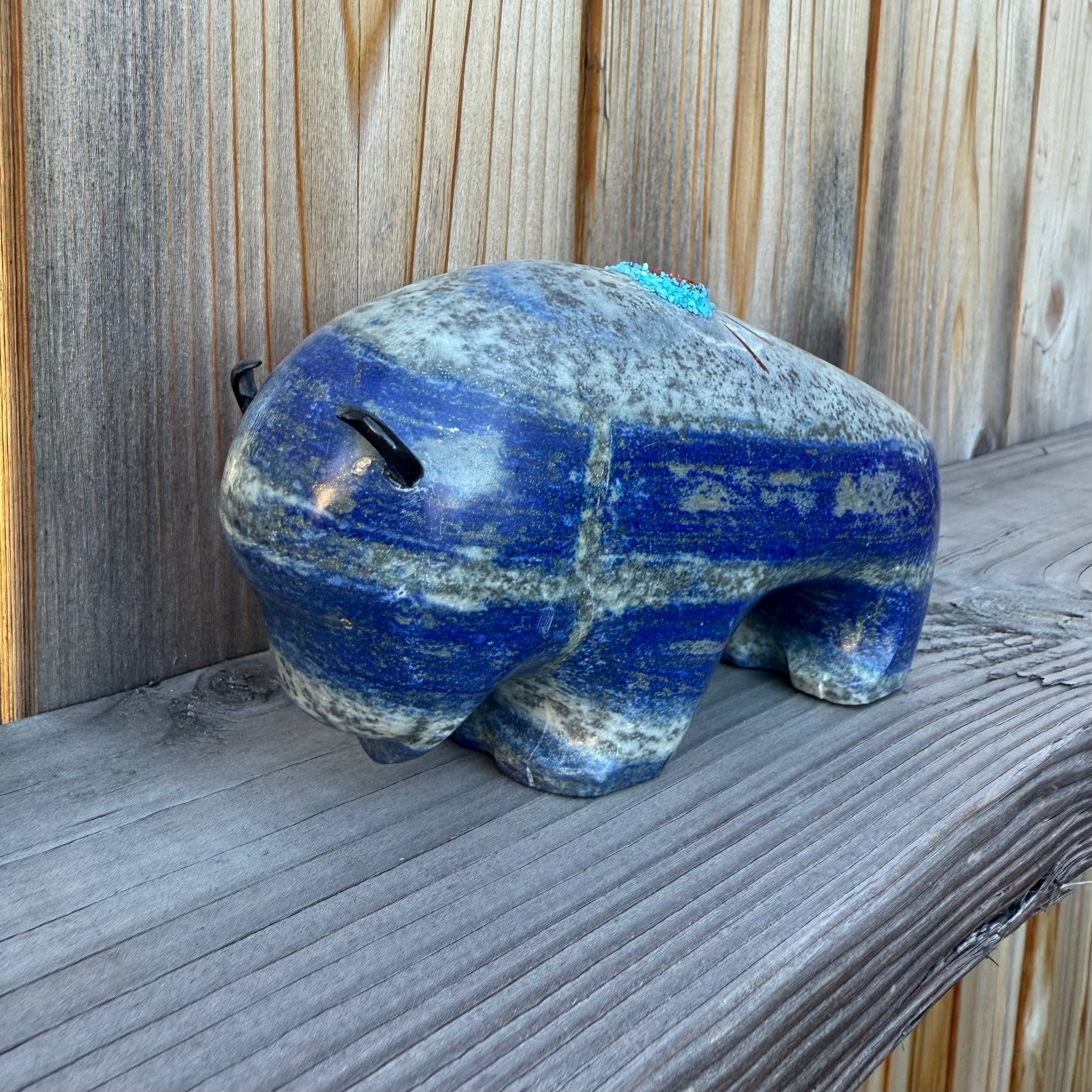 Blue Lapis Bison Zuni Fetish, by Todd Westika