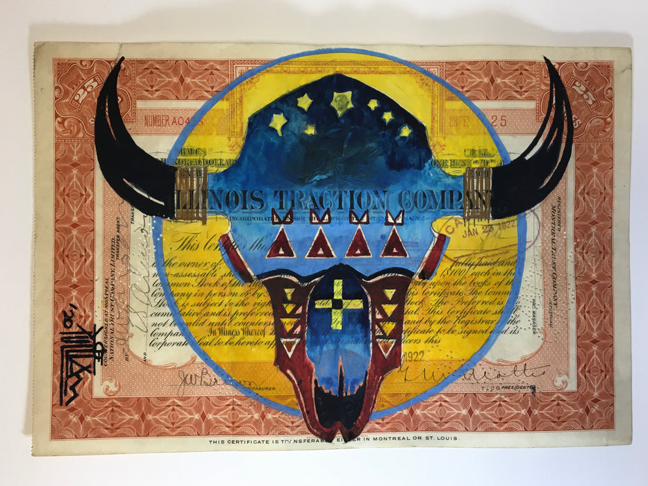 Buffalo Ledger/Stock Certificate Art, by Joe Pulliam– Raven Makes Gallery