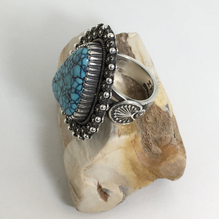 China Mountain Turquoise and Silver Ring, by Ivan Howard– Raven