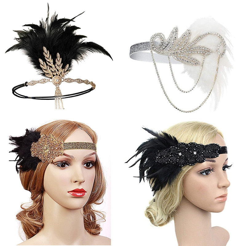 1920s Flapper Headband Roaring 20s Accessories Great Gatsby Party