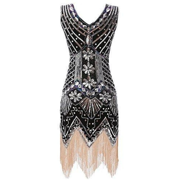 Sainaluv - 1920s Vintage Gatsby Bead Sequin Art Nouveau Deco Flapper Dress