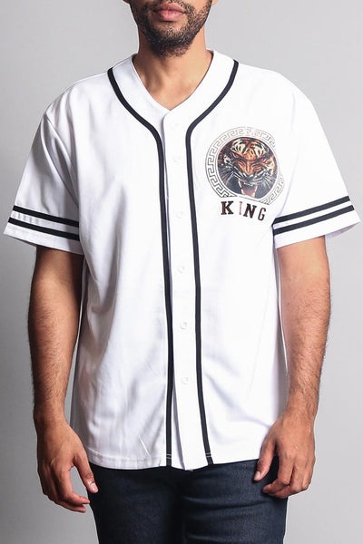 Victorious Men's Classic Button Down Baseball Jersey Shirt BJ42 - White - Small