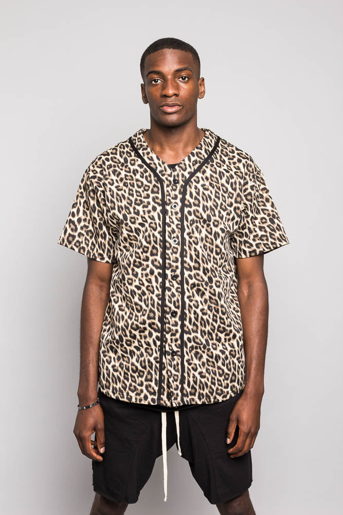 leopard print baseball shirt