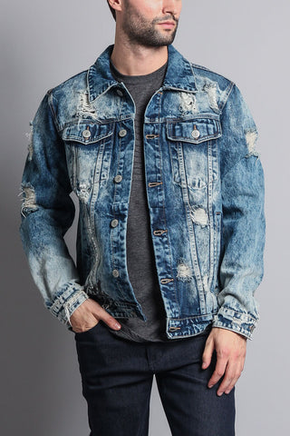 Distressed Scribble Denim Jacket – G-Style USA