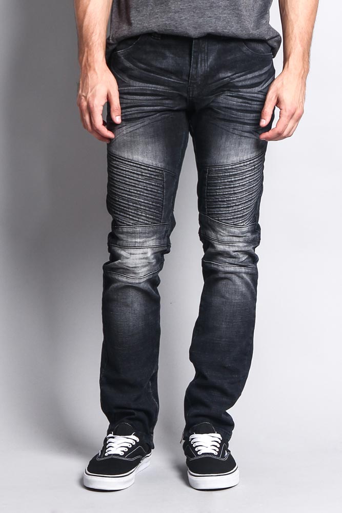 black biker denim jeans mens