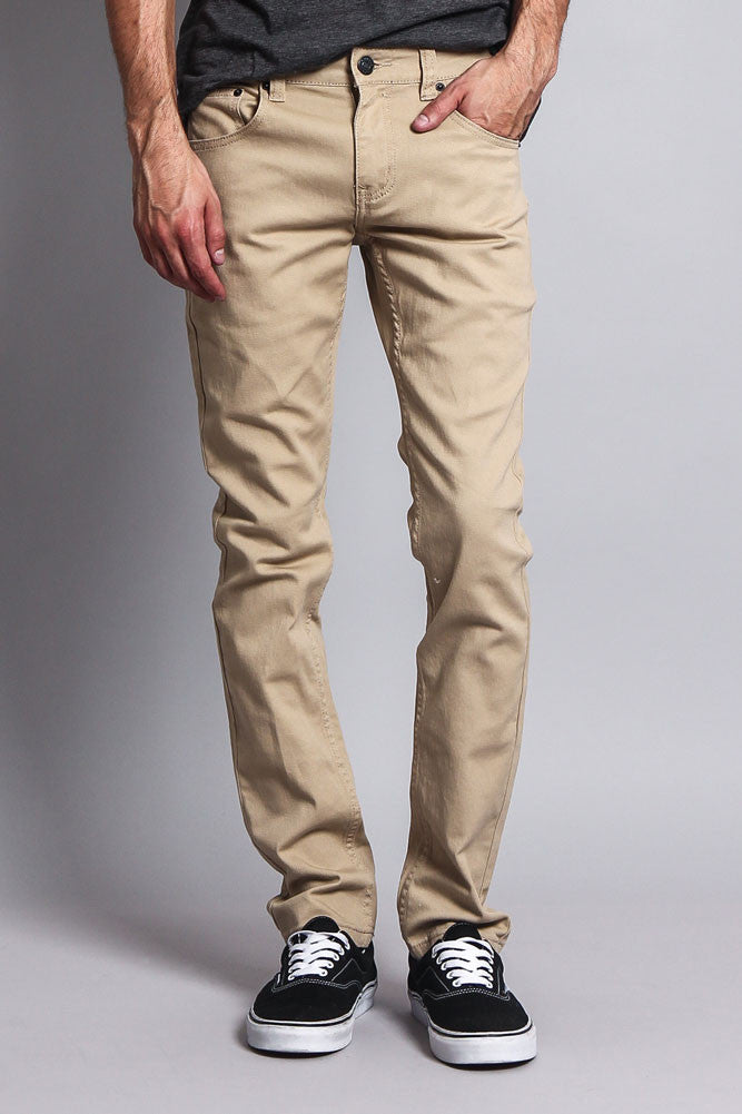 Men's Skinny Fit Colored Jeans (Khaki 