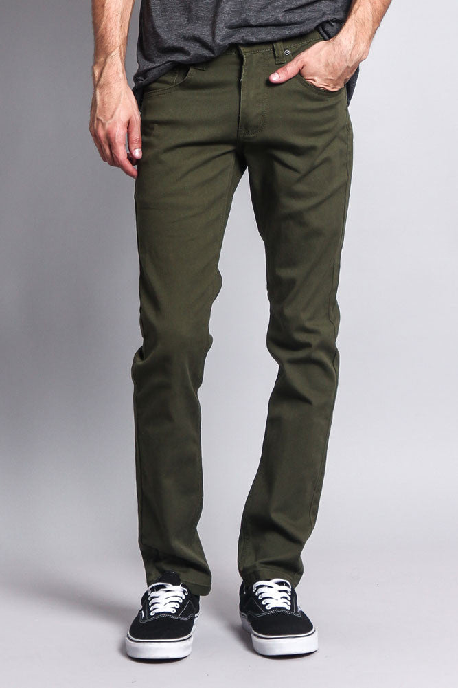 olive green skinny pants mens