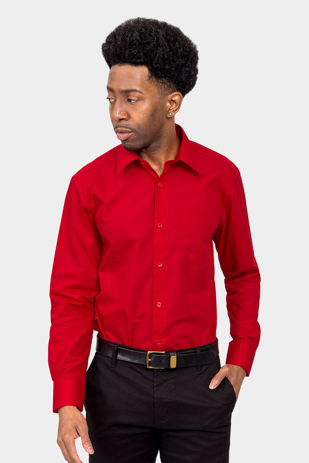 short sleeve red button up shirt