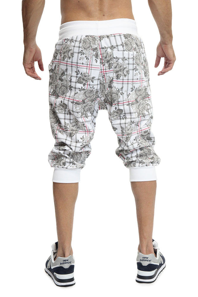 Floral Plaid French Terry Jogger Shorts JC392 - GStyleUSA.com – G-Style USA