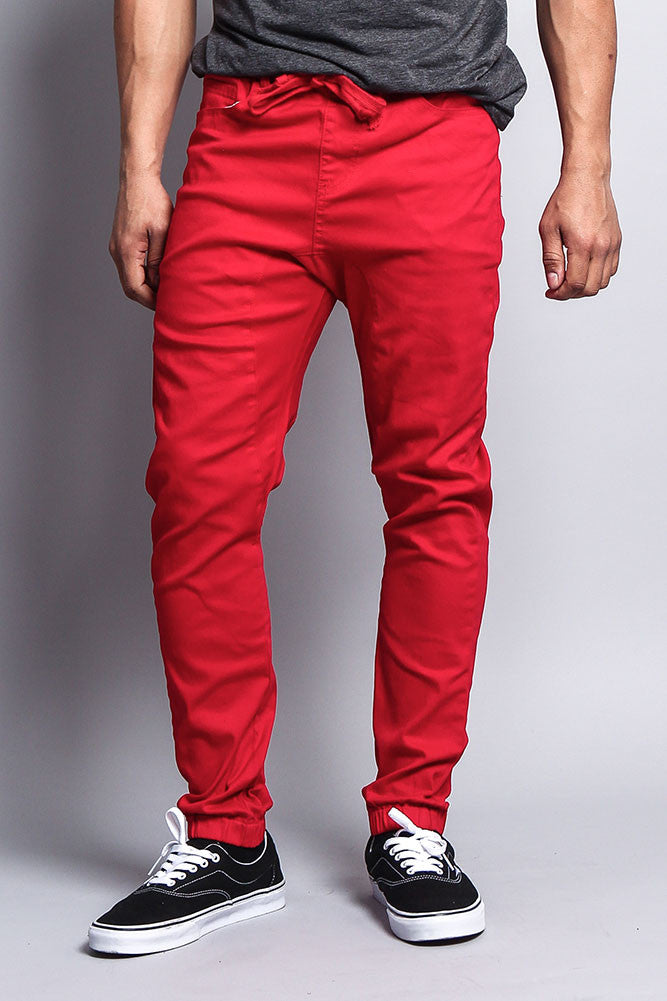 mens red joggers