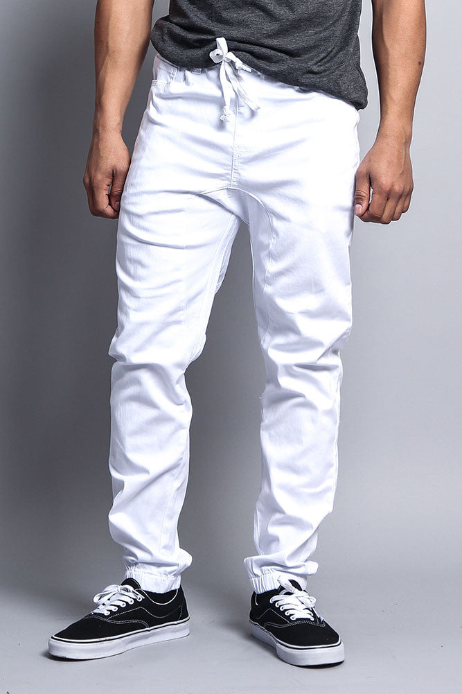 men's white twill pants