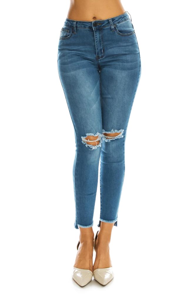 womens ripped hem jeans