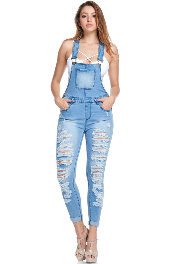 ripped skinny jean overalls