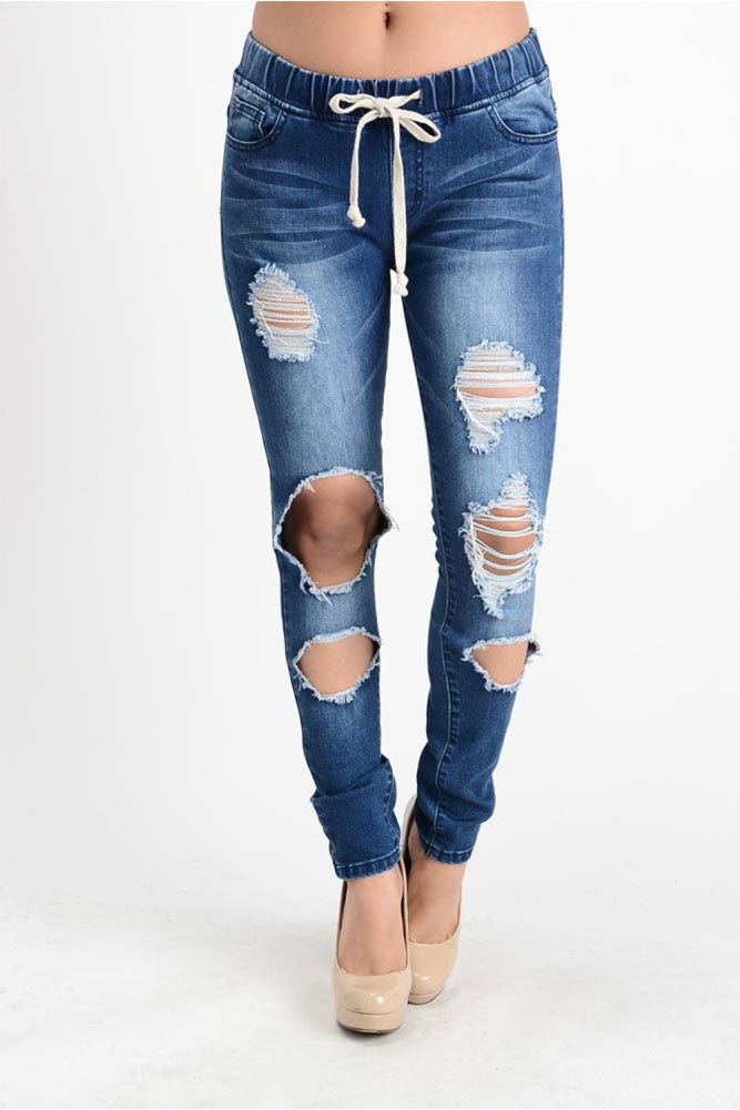 skinny denim joggers