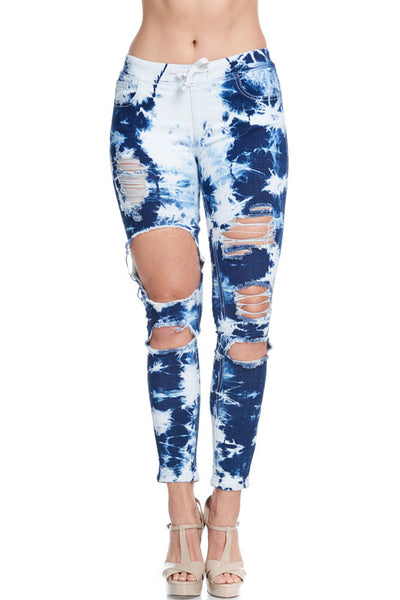 Women's Ripped Denim Joggers