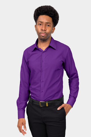 Men's Fit Solid Color Dress Shirt (Purple) – USA
