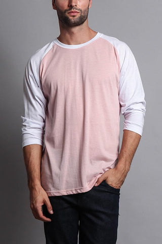 pink and white baseball shirt