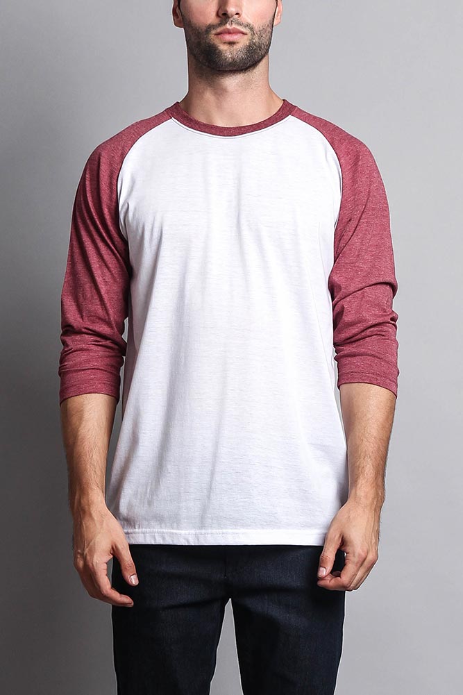 burgundy baseball shirt