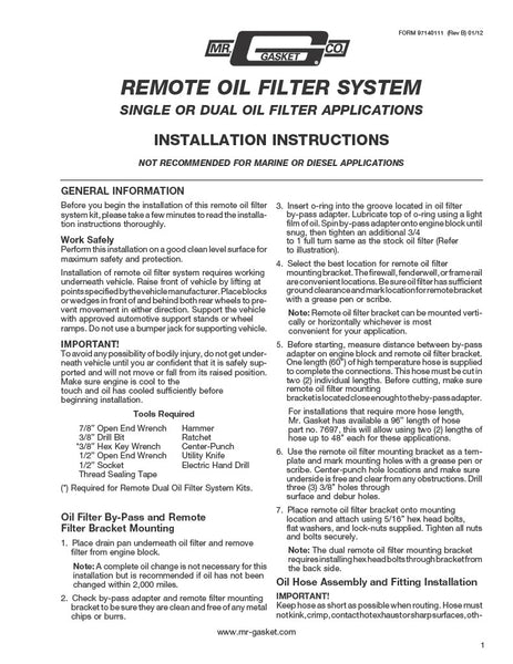 Mr Gasket instructions