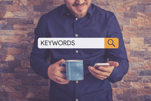 Man looking for keywords 