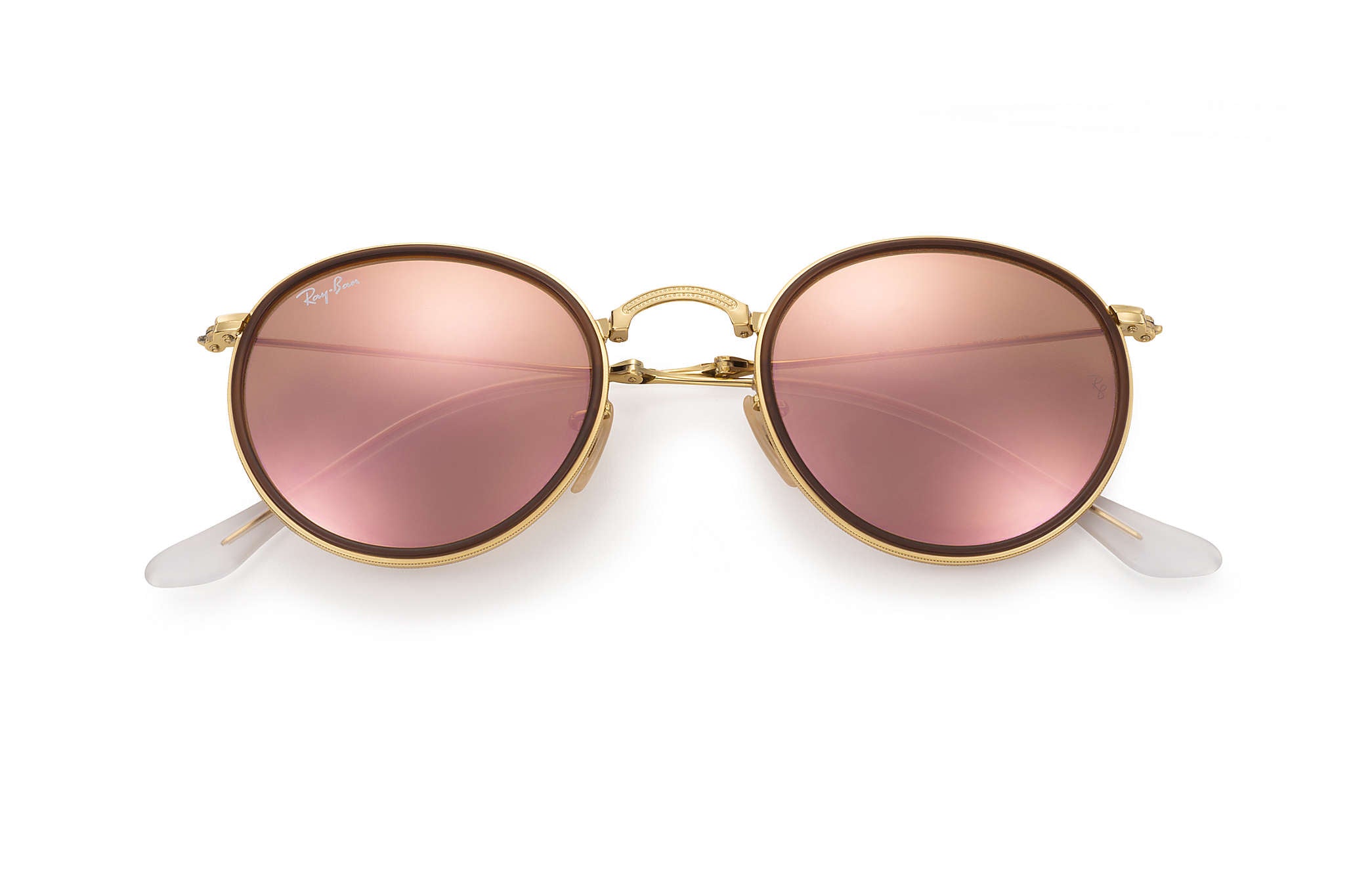 ray ban round folding gold