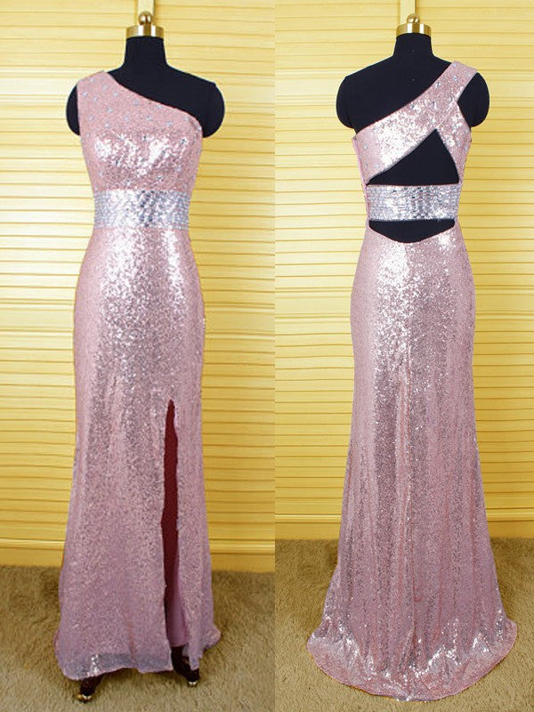 rose gold prom dress with slit