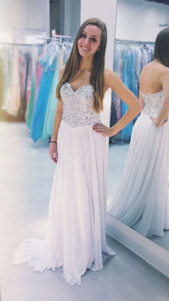 light pink beaded prom dress